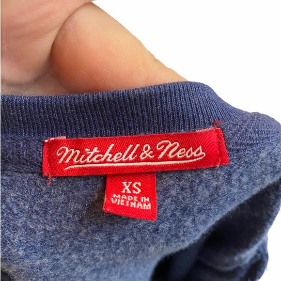 Mitchell & Ness Sweatshirt Women X Small Blue Blank Soft Knit Fleece Pullover‎ - Picture 3 of 6